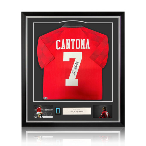 Eric Cantona gesigneerd Manchester United shirt 1996 - ingelijst