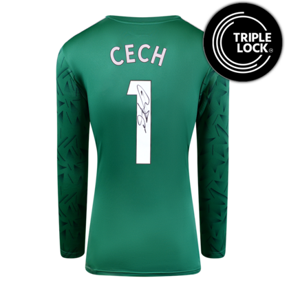 Petr Cech gesigneerd Adidas Green shirt