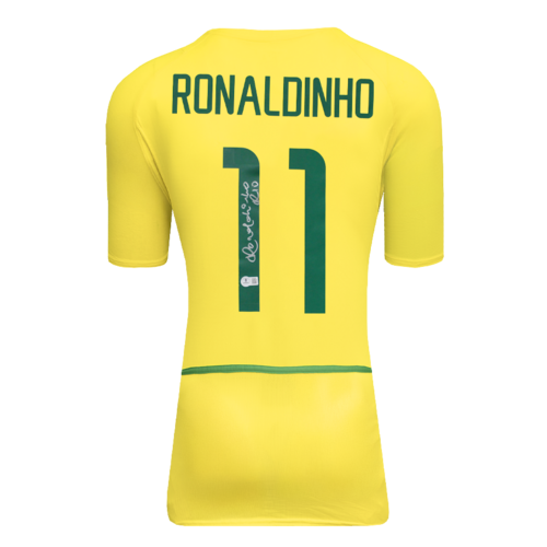Icons Ronaldinho gesigneerd Brazilië shirt 2002