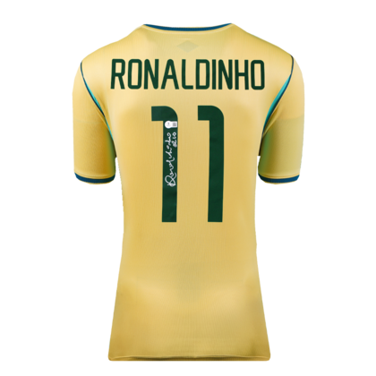 Ronaldinho gesigneerd Brazilië shirt 2026