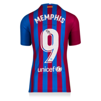 Icons Memphis Depay gesigneerd FC Barcelona shirt 2021-22
