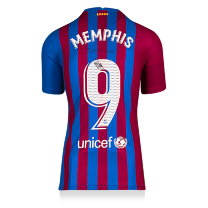Memphis Depay gesigneerd FC Barcelona shirt 2021-22