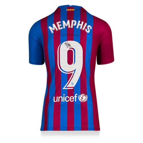 Icons Memphis Depay gesigneerd FC Barcelona shirt 2021-22