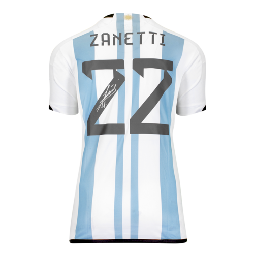 Icons Javier Zanetti gesigneerd Argentinië shirt 2022-23