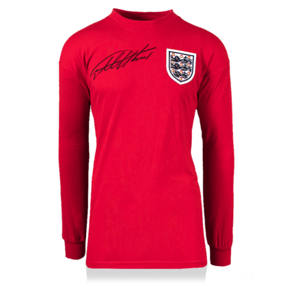 Geoff Hurst gesigneerd Engeland retro shirt WK 1966