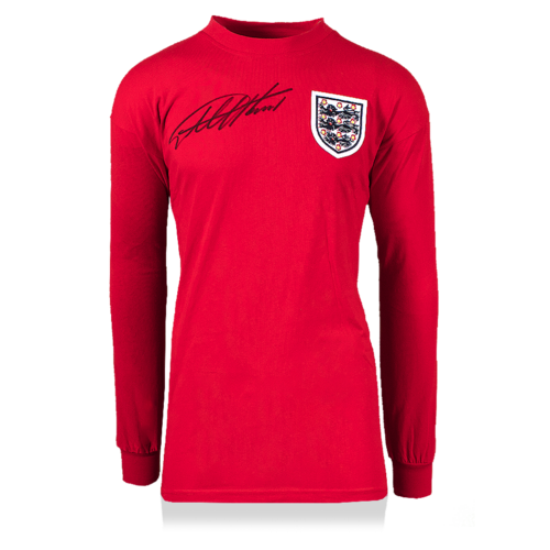 Icons Geoff Hurst gesigneerd Engeland retro shirt WK 1966