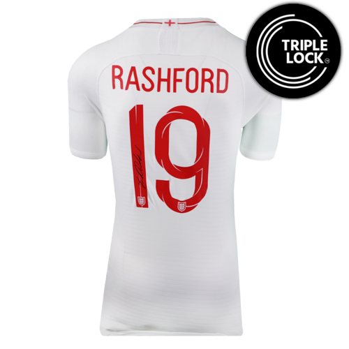 Icons Marcus Rashford gesigneerd Engeland shirt 2018-19