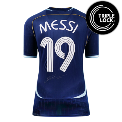 Lionel Messi gesigneerd Argentinië uitshirt 2006 - Reissue