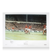 Icons Alan Ball & Martin Peters gesigneerde Engeland foto
