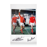 Icons Sir Geoff Hurst & Martin Peters gesigneerde Engeland foto