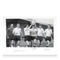 Icons Cliff Jones, Dave Mackay & Jimmy Greaves gesigneerde Tottenham Hotspur foto