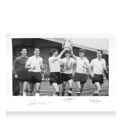 Cliff Jones, Dave Mackay & Jimmy Greaves gesigneerde Tottenham Hotspur foto