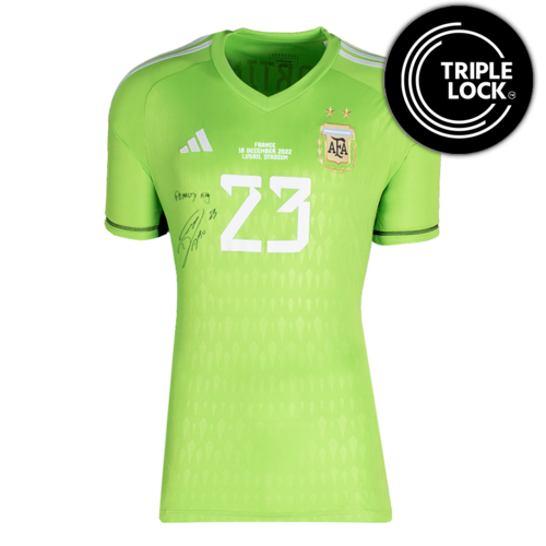 Icons Emiliano Martinez gesigneerd Argentinië shirt 2022