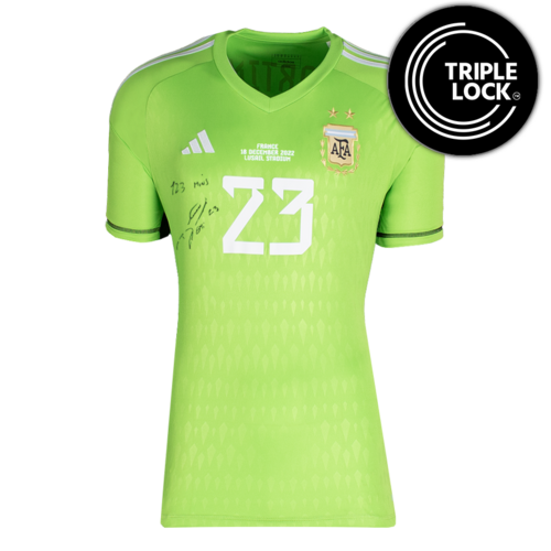 Icons Emiliano Martinez gesigneerd Argentinië shirt 2022