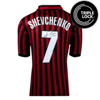 Icons Andriy Shevchenko gesigneerd AC Milan retro shirt 2000