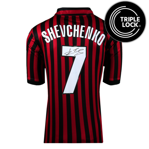 Icons Andriy Shevchenko gesigneerd AC Milan retro shirt 2000