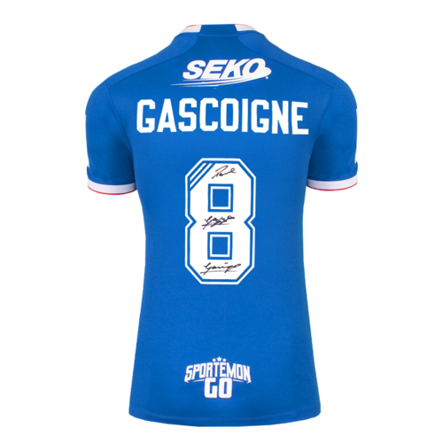 Icons Paul Gascoigne gesigneerd Glasgow Rangers shirt 2022-23