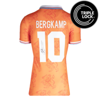 Icons Dennis Bergkamp gesigneerd Nederland retro shirt WK 1994