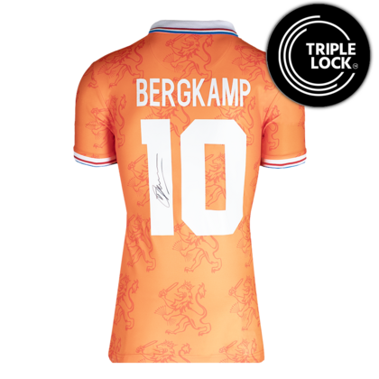 Dennis Bergkamp gesigneerd Nederland retro shirt WK 1994