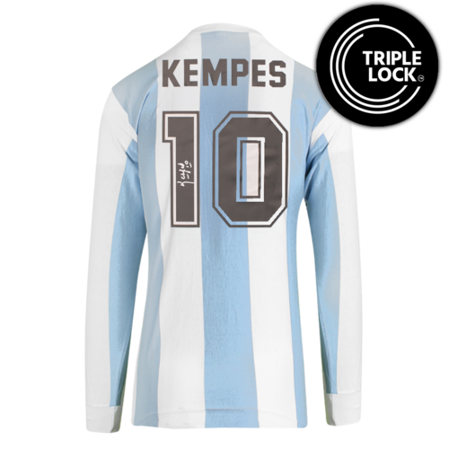 Icons Mario Kempes gesigneerd Argentinië retro shirt 1978