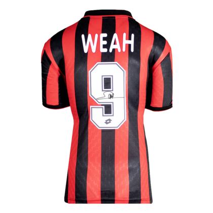 George Weah gesigneerd AC Milan retro shirt 1996