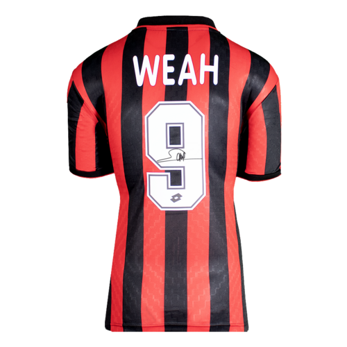 Icons George Weah gesigneerd AC Milan retro shirt 1996