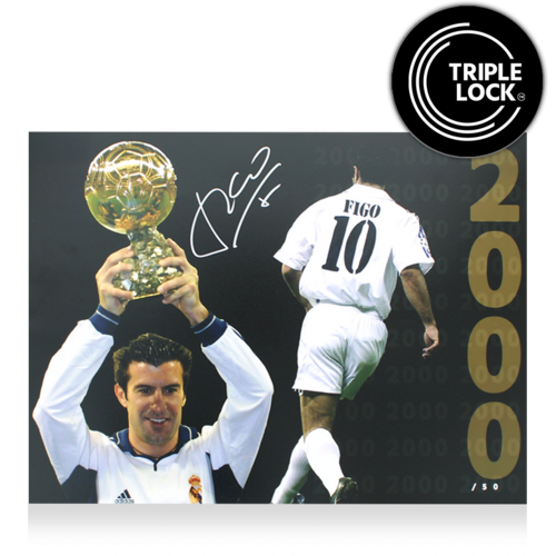 Icons Luis Figo gesigneerde Ballon d'Or foto