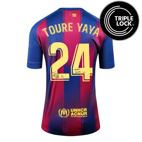 Icons Yaya Toure gesigneerd FC Barcelona shirt 2025-26