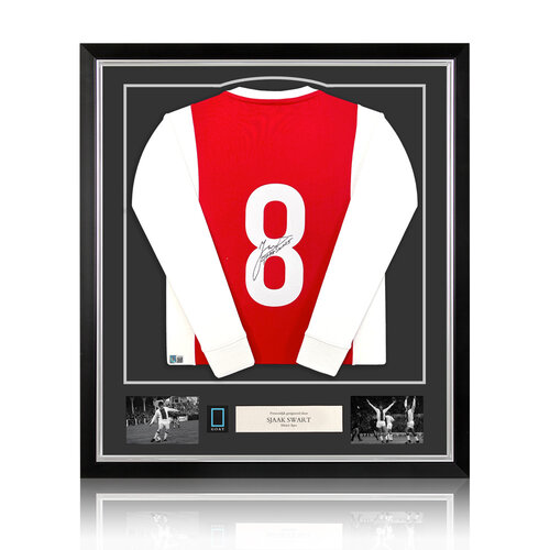 Sjaak Swart gesigneerd Ajax retro shirt - ingelijst Sjaak Swart gesigneerd Ajax retro shirt - ingelijst