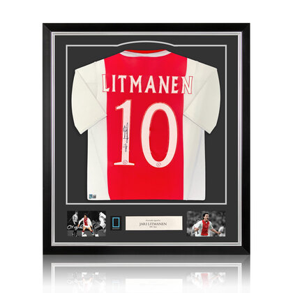 Jari Litmanen gesigneerd Ajax shirt - ingelijst