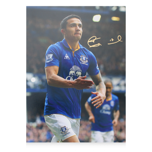 Icons Tim Cahill gesigneerde Everton foto