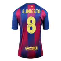 Icons Andres Iniesta gesigneerd FC Barcelona shirt 2025-26