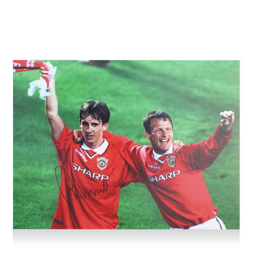 Icons Gary Neville gesigneerde Manchester United foto 1999