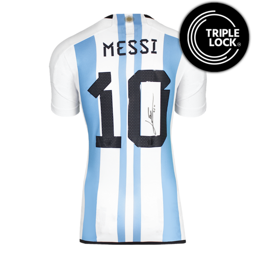 Icons PRE-ORDER Lionel Messi gesigneerd Argentinië shirt WK 2022