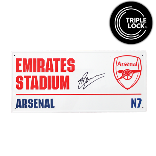 Icons Dennis Bergkamp gesigneerd Arsenal straatnaambordje