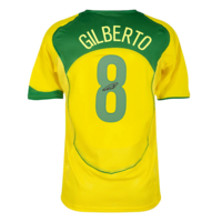 Icons Gilberto Silva gesigneerd Brazilië shirt 2004
