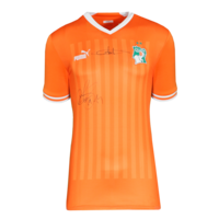 Icons Yaya Toure & Didier Drogba gesigneerd Ivoorkust shirt 2022-23