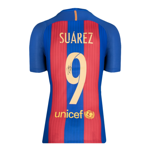 Icons Luis Suarez gesigneerd FC Barcelona shirt 2016-17