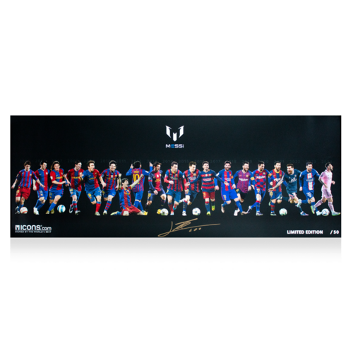 Icons Lionel Messi gesigneerde Career Montage foto
