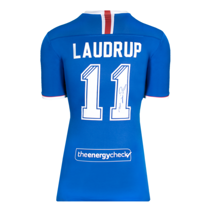 Brian Laudrup gesigneerd Glasgow Rangers shirt 2019-20