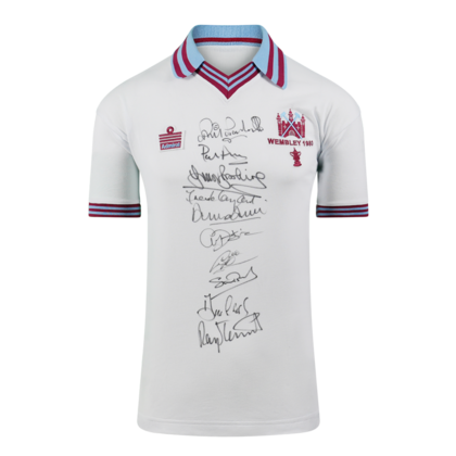 Multi-Signed gesigneerd West Ham United shirt 1980