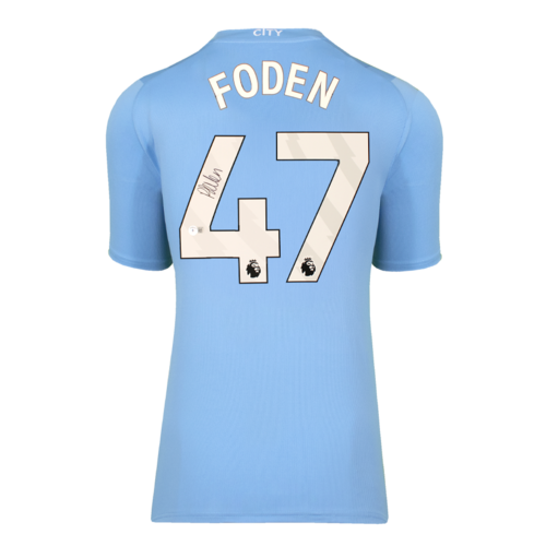 Icons Phil Foden gesigneerd Manchester City shirt 2023-24