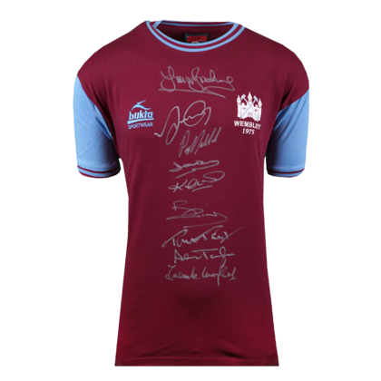 Multi-Signed gesigneerd West Ham United shirt 1975