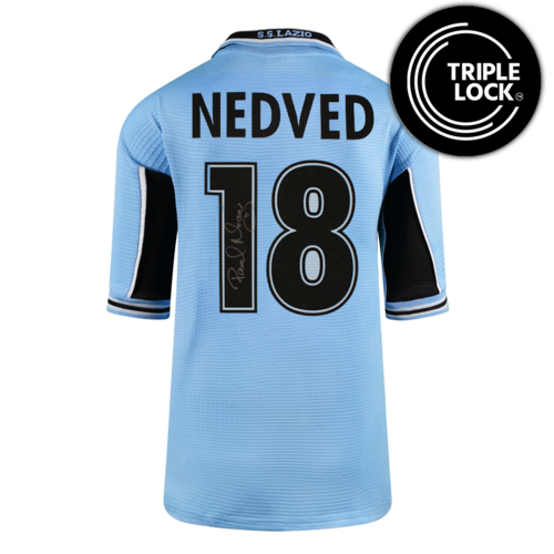 Icons Pavel Nedved gesigneerd Lazio Roma shirt 1998-00