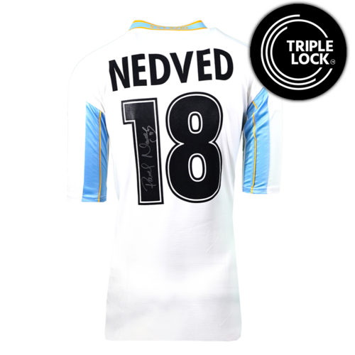 Icons Pavel Nedved gesigneerd Lazio Roma shirt 1998-00