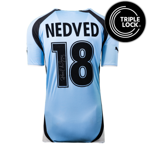 Icons Pavel Nedved gesigneerd Lazio Roma shirt 2000-01