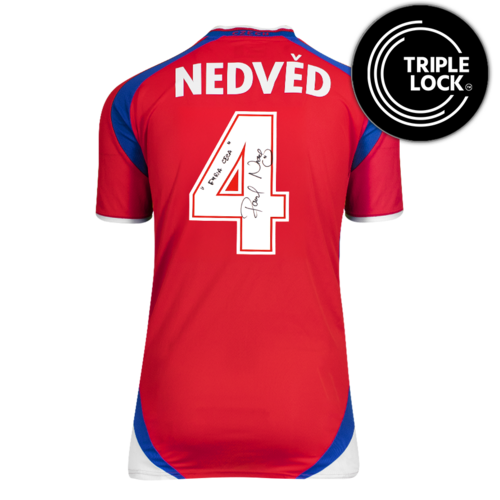 Icons Pavel Nedved gesigneerd Czech Republic shirt 2000-02
