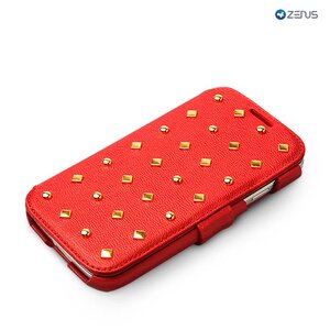Zenus Galaxy S4 Prestige Rock Stud Diary Rood