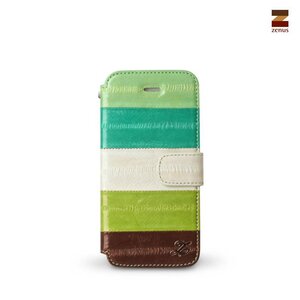 Zenus iPhone 5 / 5S Prestige Eel Leather Diary Series - Multi Green