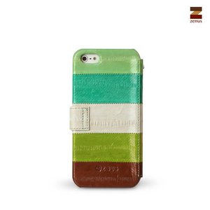 Zenus iPhone 5 / 5S Prestige Eel Leather Diary Series - Multi Green